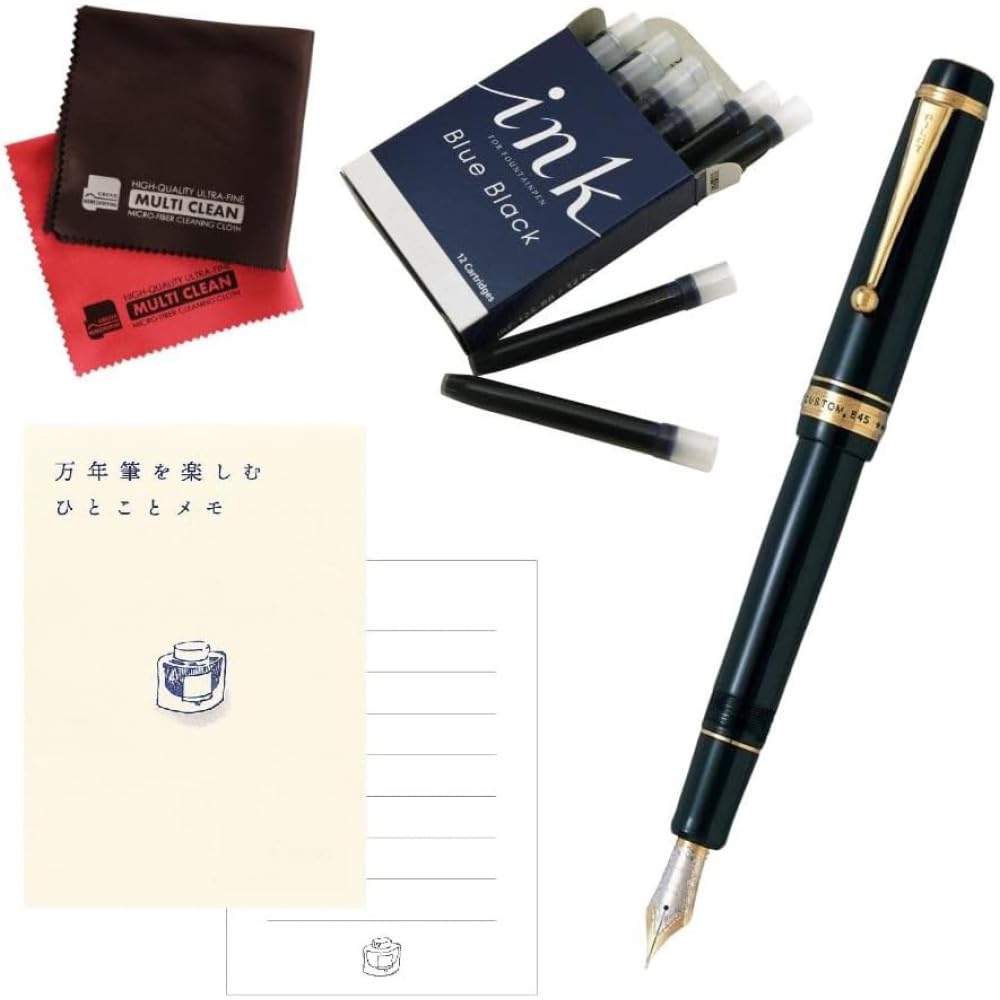 Fountain pen Custom 845 jet black bold set with ink cartridges FKV-5MR-B-B (B) 4-piece
Fountain pen Custom 845 jet black bold set with ink cartridges FKV-5MR-B-B (B) 4-piece