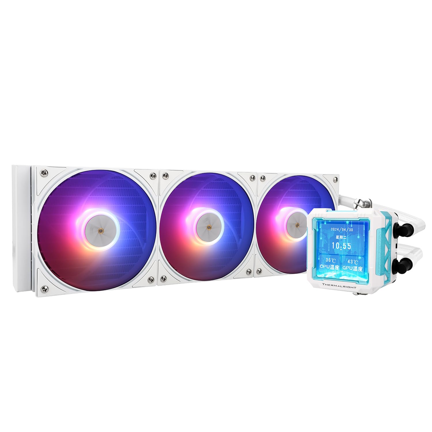 THERMALRIGHT FW PRO 360 ARGB Білий процесор AIO IPS РК-екран з високопродуктивним водяним охолодженням 360 Spec Дюймовий знімний кулер дисплея, 320320
THERMALRIGHT FW PRO 360 ARGB Білий процесор AIO IPS РК-екран з високопродуктивним водяним охолодженням 360 Spec Дюймовий знімний кулер дисплея, 320320