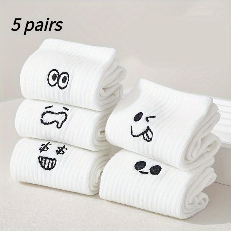 5 Pairs Of White Emoji Socks With Fun Pattern Design, Suitable For Daily Casual And Formal Wear, Soft, Elastic, Solid Color One Size
5 Pairs Of White Emoji Socks With Fun Pattern Design, Suitable For Daily Casual And Formal Wear, Soft, Elastic, Solid Color One Size