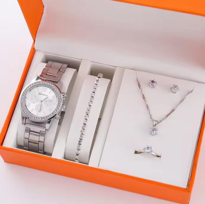 Diamond Watches Ladies Versatile Atmospheric Luxury Five-Piece Set Orange Gift Box Quartz Wrist Watches bulk price
Diamond Watches Ladies Versatile Atmospheric Luxury Five-Piece Set Orange Gift Box Quartz Wrist Watches bulk price