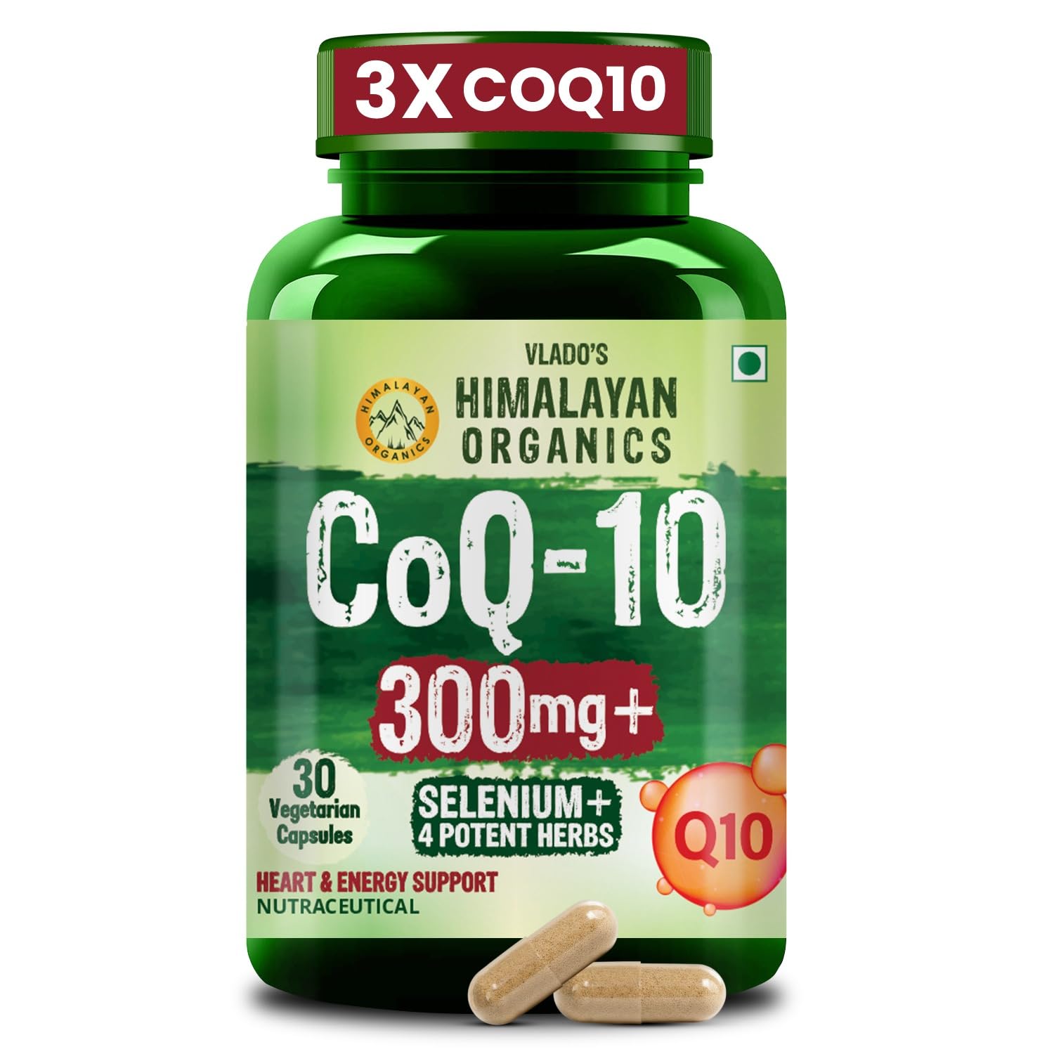 Vlado’s Himalayan Organics Coenzyme Q10 300mg Supplement with Selenium & Herbs for Heart Energy Brain Support – 30 Veg Capsules
Vlado’s Himalayan Organics Coenzyme Q10 300mg Supplement with Selenium & Herbs for Heart Energy Brain Support – 30 Veg Capsules