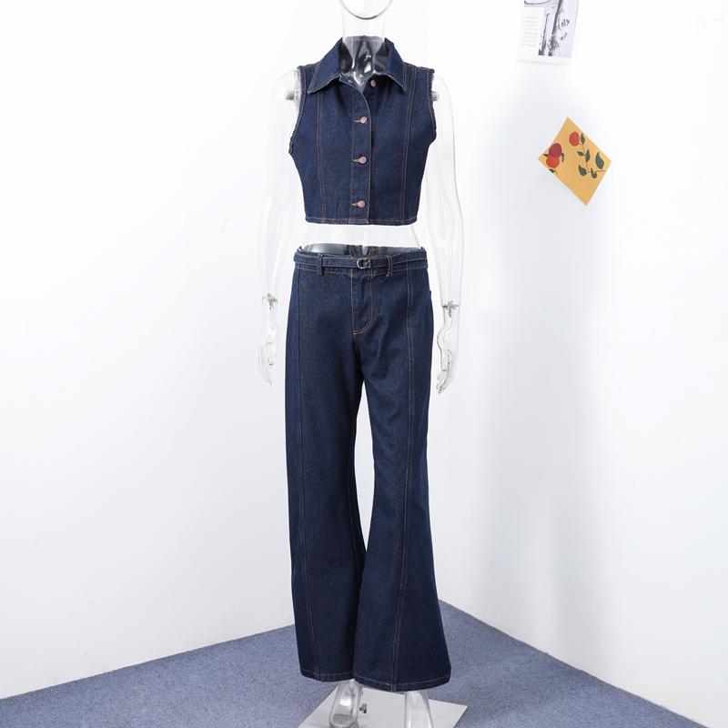 Женские джинсовые брюки, комплекты с лацканами, однобортный джинсовый жилет, топы, широкие брюки с высокой талией, модный уличный наряд Y2K S темно-синий
Женские джинсовые брюки, комплекты с лацканами, однобортный джинсовый жилет, топы, широкие брюки с высокой талией, модный уличный наряд Y2K S темно-синий