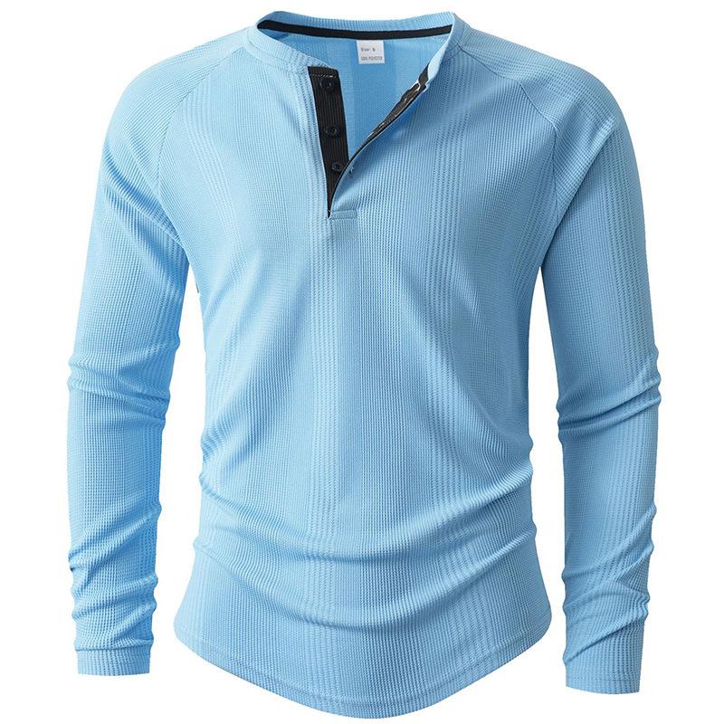 New Round Neck Long Sleeve Henley Bottoming Shirt T-shirt Vertical Stripe Men s POLO Shirt XXXL небо синє кольору
New Round Neck Long Sleeve Henley Bottoming Shirt T-shirt Vertical Stripe Men s POLO Shirt XXXL небо синє кольору