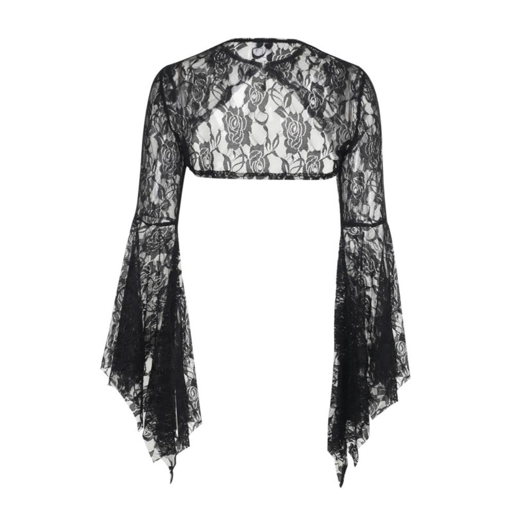 Цветочный Цветок Вязаная Рубашка Просвечивающая Пляжная Шаль Женщины Сетка Полые Блузки Косплей Выступление L-Style A