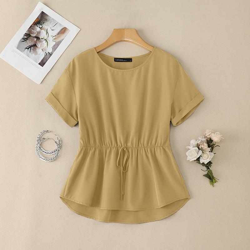 ZANZEA Женская повседневная блузка с круглым вырезом, летняя, с кулиской на талии, с коротким рукавом 4XL хаки
ZANZEA Женская повседневная блузка с круглым вырезом, летняя, с кулиской на талии, с коротким рукавом 4XL хаки
