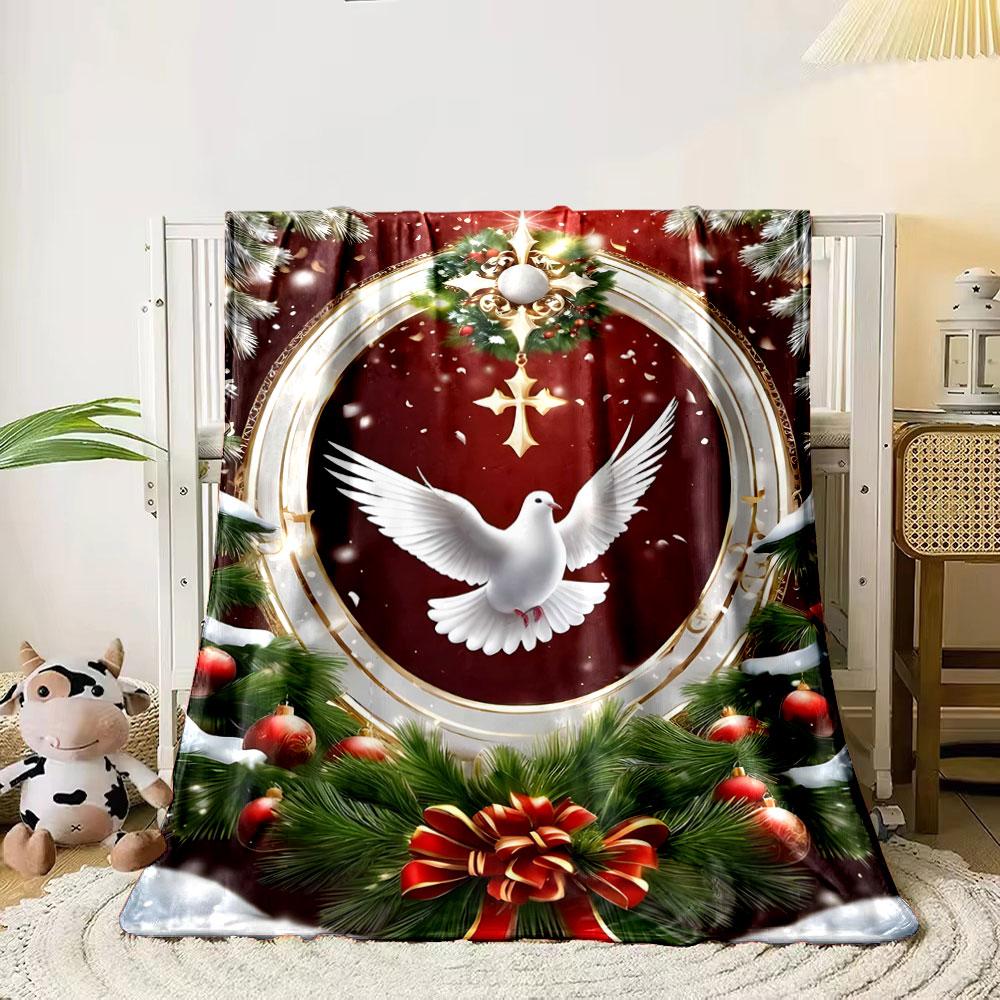 A white dove amidst festive wreaths, ribbons, ornaments, and a golden cross. for all seasons blanket lunch break throw gift 80cm x 120cm
A white dove amidst festive wreaths, ribbons, ornaments, and a golden cross. for all seasons blanket lunch break throw gift 80cm x 120cm