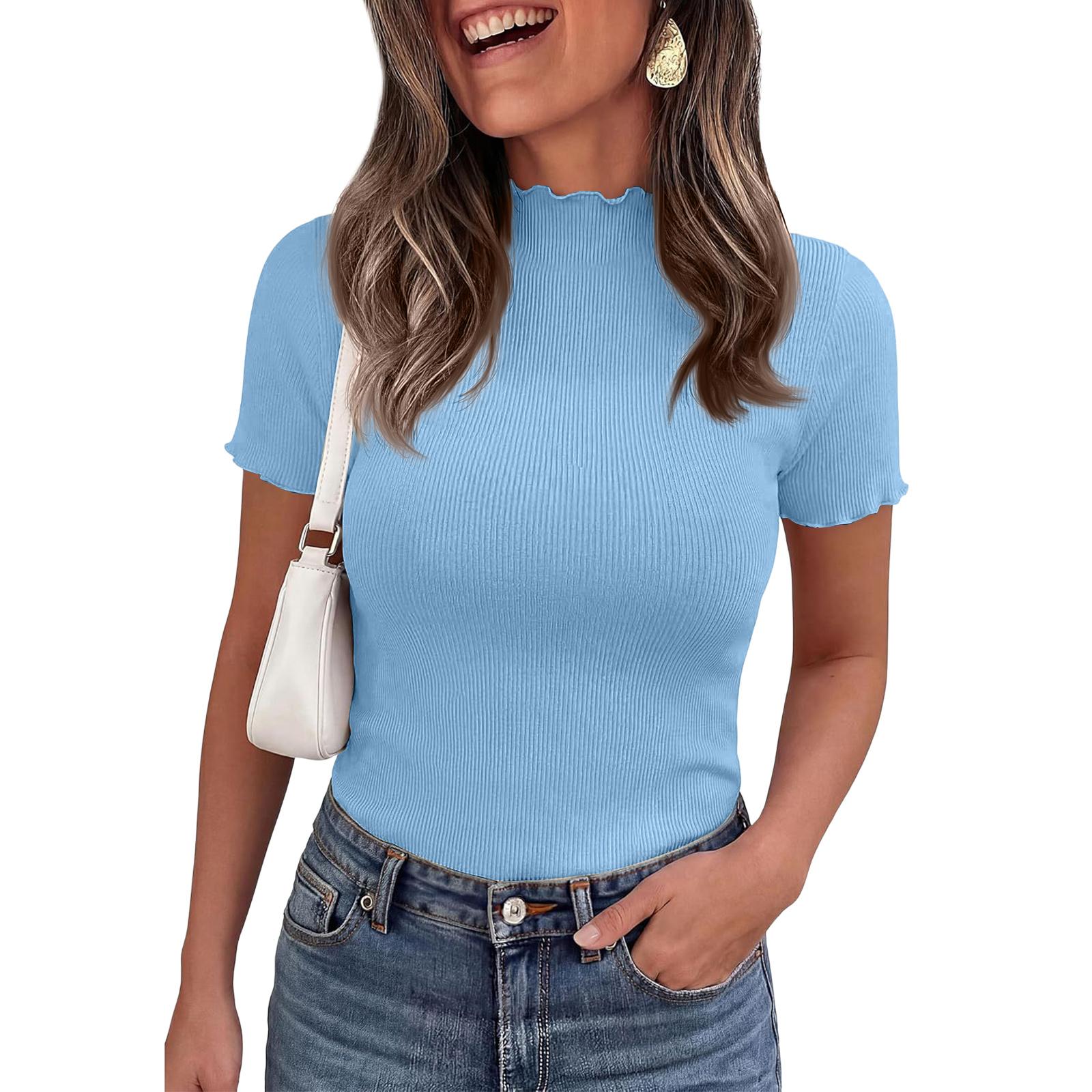 Ribbed Knit Short Sleeve Blouses for Women Casual Mock Neck Women s Short Sleeve Tops Stretchy Slim Fit Womens Short Sleeve Blouses Pullover Style L
Ribbed Knit Short Sleeve Blouses for Women Casual Mock Neck Women s Short Sleeve Tops Stretchy Slim Fit Womens Short Sleeve Blouses Pullover Style L