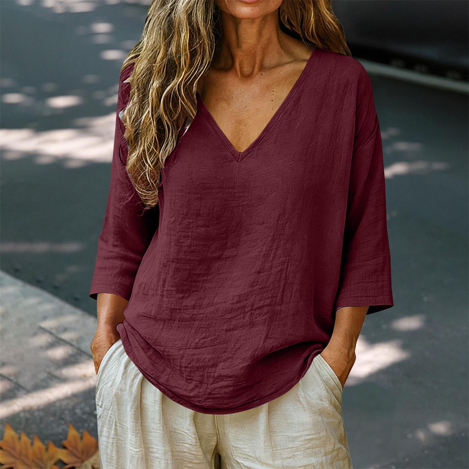 Women s Loose-Fit Fashionable Cotton-Linen -Color V-Neck Casual Top XL винний
Women s Loose-Fit Fashionable Cotton-Linen -Color V-Neck Casual Top XL винний
