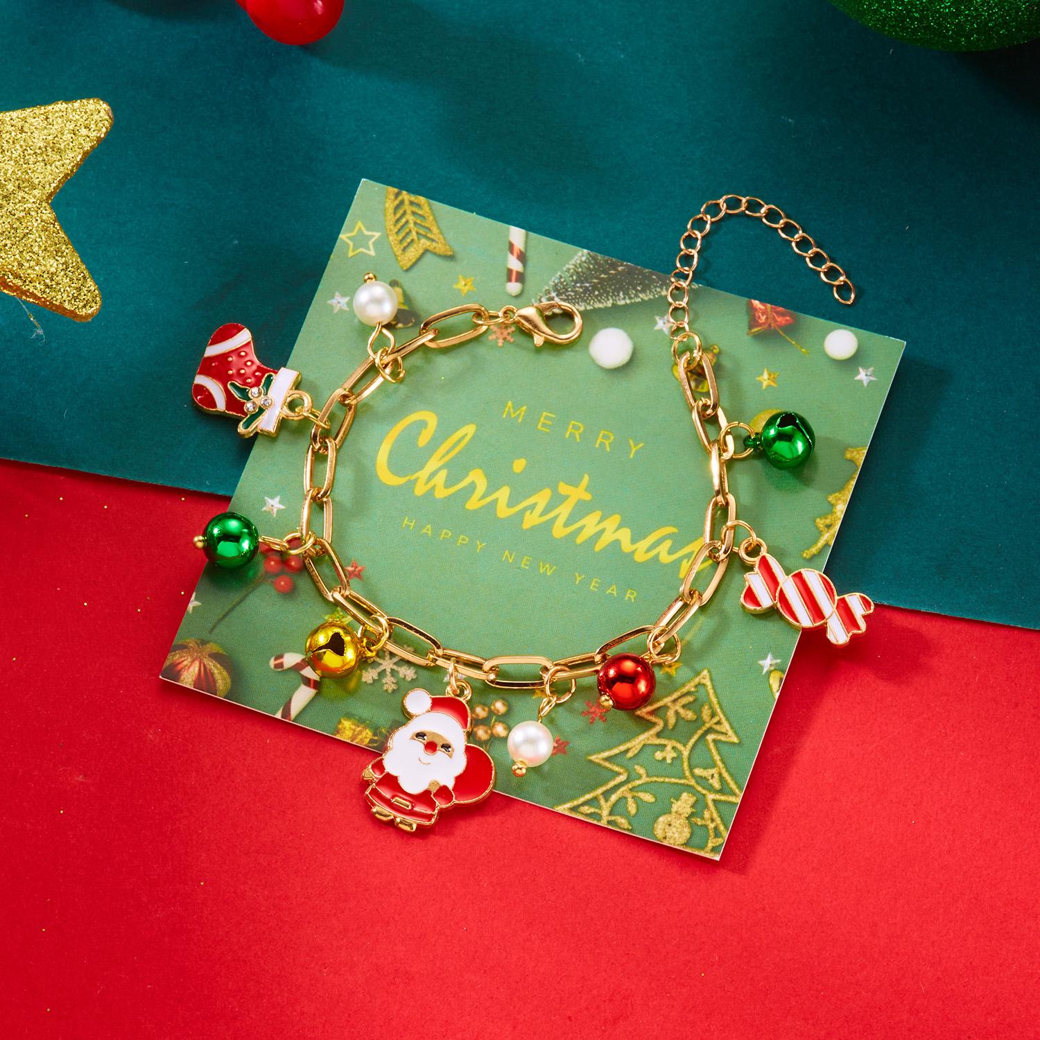 Christmas Tree Bell Zircon Bracelet for Women Girl Cartoon Santa Wreath Elk Snowman Glove Paper Card Chain New Year Zircon Gift
Christmas Tree Bell Zircon Bracelet for Women Girl Cartoon Santa Wreath Elk Snowman Glove Paper Card Chain New Year Zircon Gift