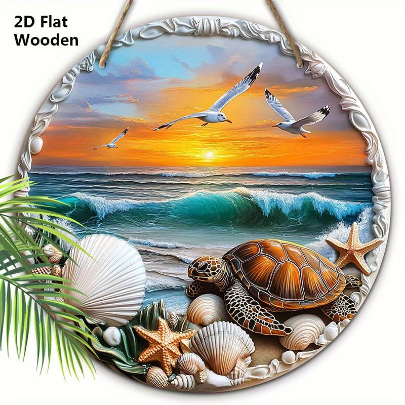 Деревянная табличка с рисунком черепахи на пляже Саншайн - Уникальная круглая табличка с морским пейзажем для входной двери, настенный декор - Идеальное домашнее подвесное украшение 20cm/7.87in небесно-голубой
Деревянная табличка с рисунком черепахи на пляже Саншайн - Уникальная круглая табличка с морским пейзажем для входной двери, настенный декор - Идеальное домашнее подвесное украшение 20cm/7.87in небесно-голубой