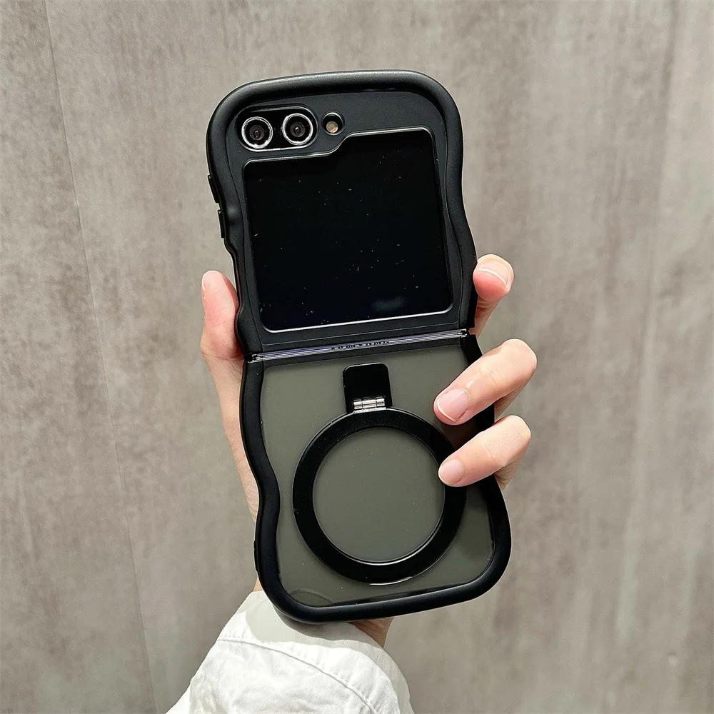 Curly Wavy Frame Translucent 360°Rotated Ring Holder Stand Cover For Samsung Galaxy Z Flip 6 5 4 3 5G For Magsafe Magnetic Case Galaxy Z Flip6
Curly Wavy Frame Translucent 360°Rotated Ring Holder Stand Cover For Samsung Galaxy Z Flip 6 5 4 3 5G For Magsafe Magnetic Case Galaxy Z Flip6