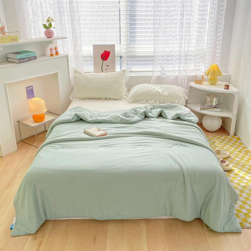 Новое клетчатое летнее одеяло с возможностью проветривания, удобное тонкое моющееся одеяло 150x200cm зелёный