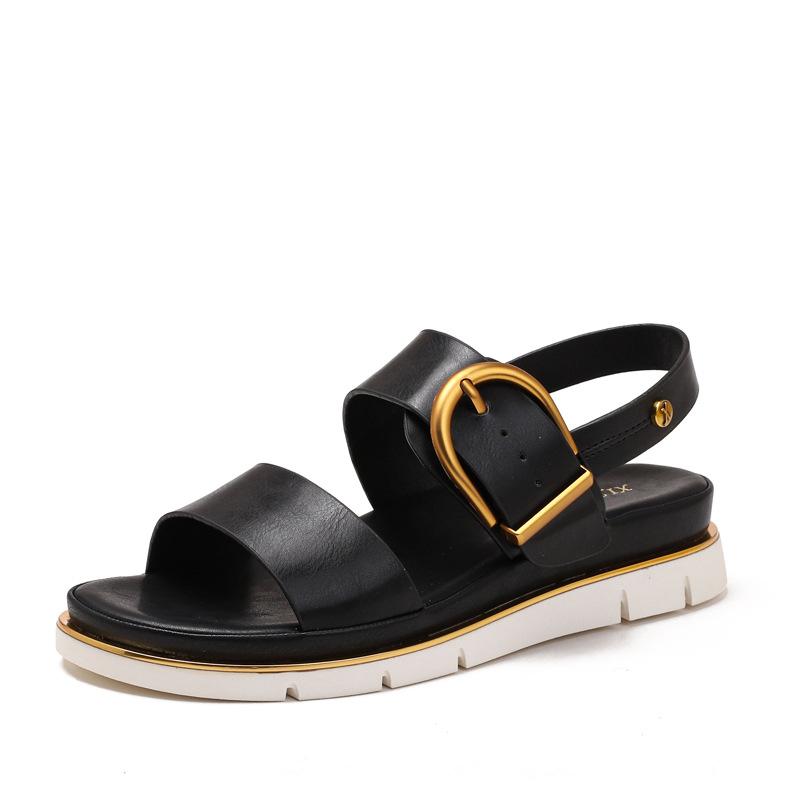 One-word buckle fashion sandals women s outer wear South East Asia new thick-soled versatile fashion wedge heel Roman shoes 36
One-word buckle fashion sandals women s outer wear South East Asia new thick-soled versatile fashion wedge heel Roman shoes 36