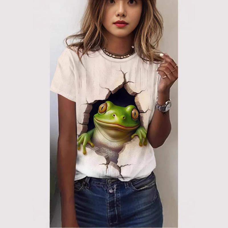 Summer Women s 3D Frog Print T-Shirt Funny Breakthrough Wall Graphic Crew Neck Short Sleeve Casual Loose Tee M
Summer Women s 3D Frog Print T-Shirt Funny Breakthrough Wall Graphic Crew Neck Short Sleeve Casual Loose Tee M