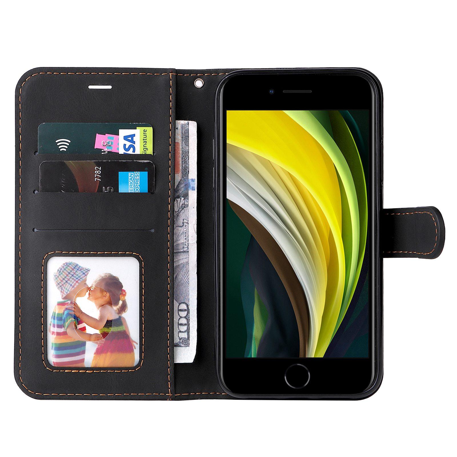 For iPhone 7 4.7 inch/8 4.7 inch/SE (2020)/(2022) Tri-color Splicing Wallet Stand Leather Phone Case Cover with Strap Black
For iPhone 7 4.7 inch/8 4.7 inch/SE (2020)/(2022) Tri-color Splicing Wallet Stand Leather Phone Case Cover with Strap Black