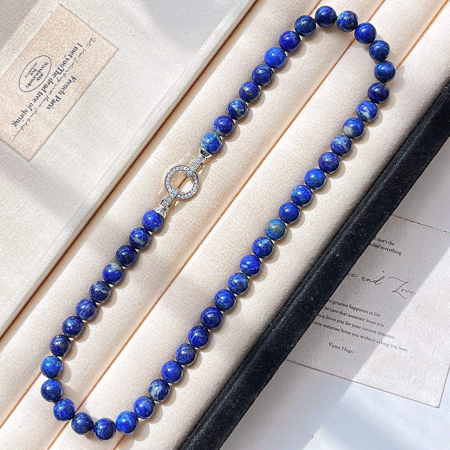 8Mm Retro High Quality Natural Lapis Lazuli Design Sense Sweater Chain Necklace Collarbone Chain Women
8Mm Retro High Quality Natural Lapis Lazuli Design Sense Sweater Chain Necklace Collarbone Chain Women