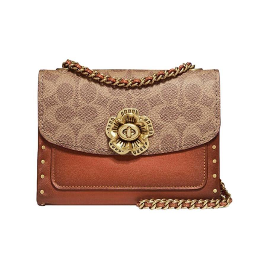 Coach Parker 18 Studded Camellia Chain Flap Shoulder Bag Coated Canvas And Calfskin Crossbody Bag Small Women Shoulder Bag Khaki Brown 30592-B4RU Basic Set (Bag+Dust Bag)
Coach Parker 18 Studded Camellia Chain Flap Shoulder Bag Coated Canvas And Calfskin Crossbody Bag Small Women Shoulder Bag Khaki Brown 30592-B4RU Basic Set (Bag+Dust Bag)
