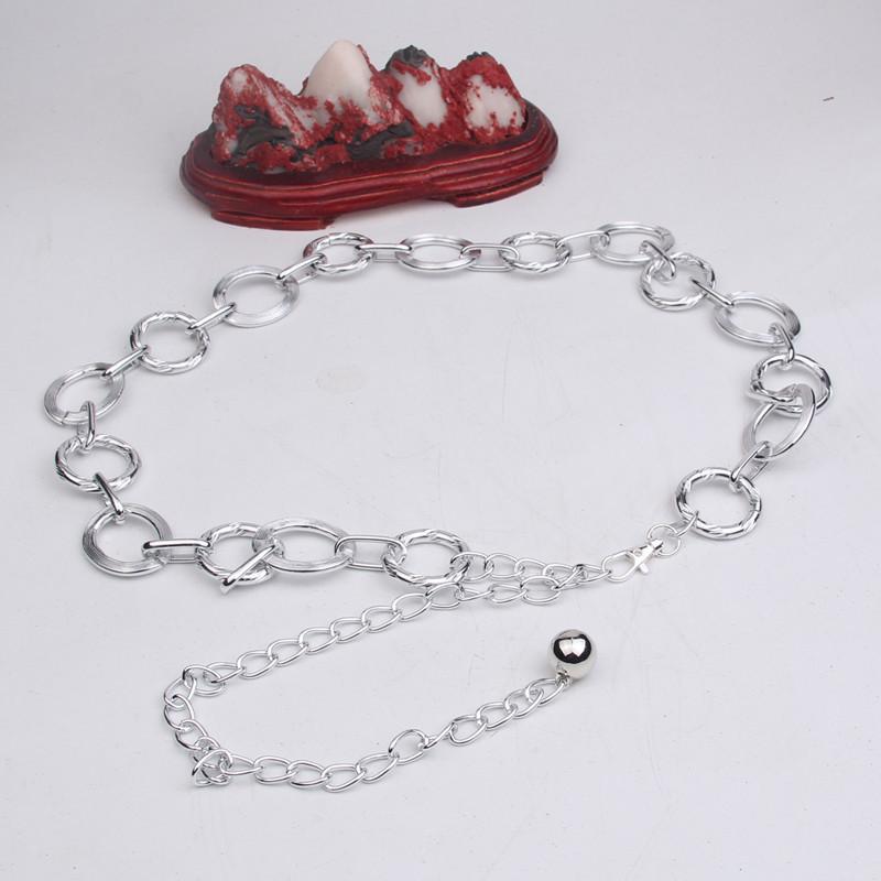 Металлическая цепочка на талию Женская простая ветряная круглая декоративная кольцевая цепочка с ремнем для платья серебряный