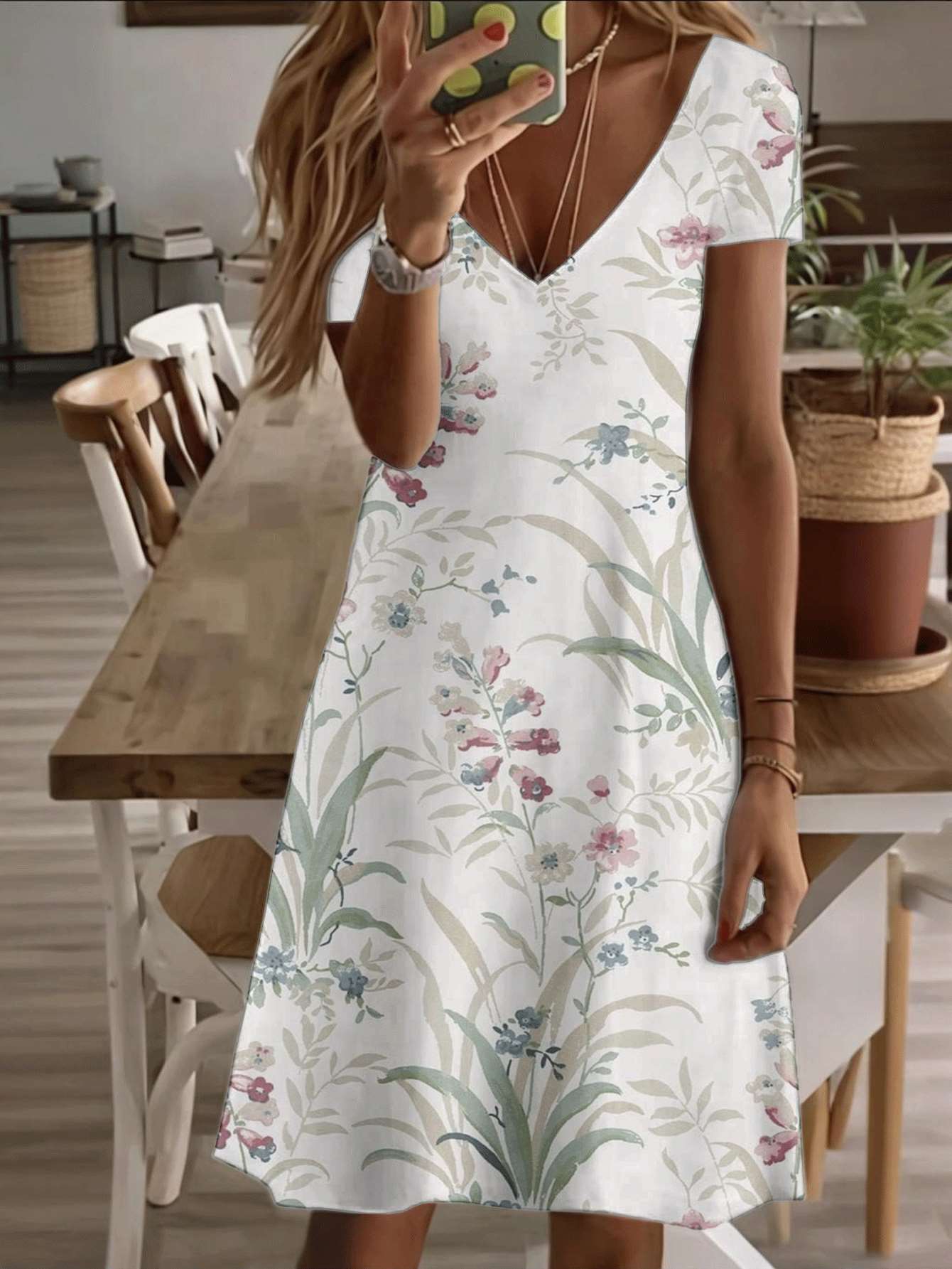 Vneck shortsleeve midi dress floral garden print pattern 3D premium printing durable casual fashion elegant summer women dress lightweight breathable 3XL дубильная кора
Vneck shortsleeve midi dress floral garden print pattern 3D premium printing durable casual fashion elegant summer women dress lightweight breathable 3XL дубильная кора