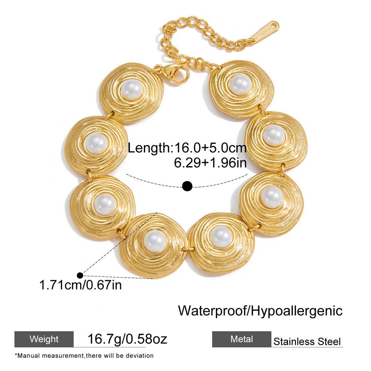 New Elegant Classic Minimalist 18K Gold Color Plated Inlay High Brightness Pearl Circular Bracelets Stainless Steel Jewelry
New Elegant Classic Minimalist 18K Gold Color Plated Inlay High Brightness Pearl Circular Bracelets Stainless Steel Jewelry