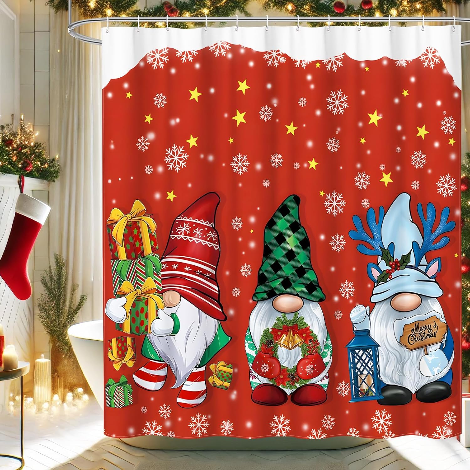Gnome Christmas Shower Curtain with Santa Claus Pattern, Cute Winter Xmas Bathroom Decor Set, Fabric Includes Hooks for Holiday 90x180cm35x71in
Gnome Christmas Shower Curtain with Santa Claus Pattern, Cute Winter Xmas Bathroom Decor Set, Fabric Includes Hooks for Holiday 90x180cm35x71in