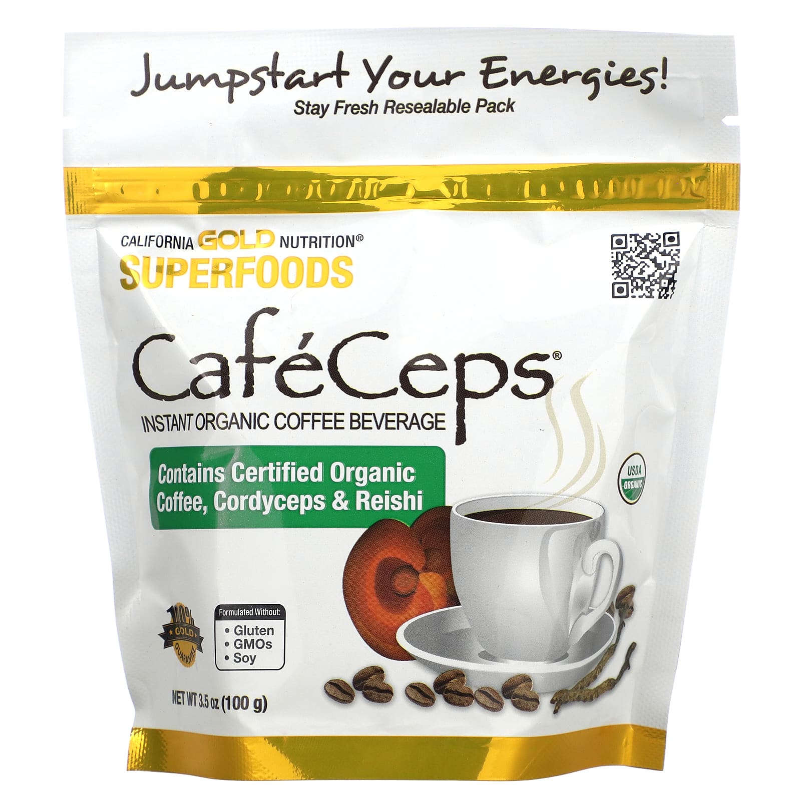 Cafeceps, Certified Organic Instant Coffee, with Full Spectrum Organic Cordyceps and Reishi Mushroom Powder, 100G (3.5Oz)
Cafeceps, Certified Organic Instant Coffee, with Full Spectrum Organic Cordyceps and Reishi Mushroom Powder, 100G (3.5Oz)