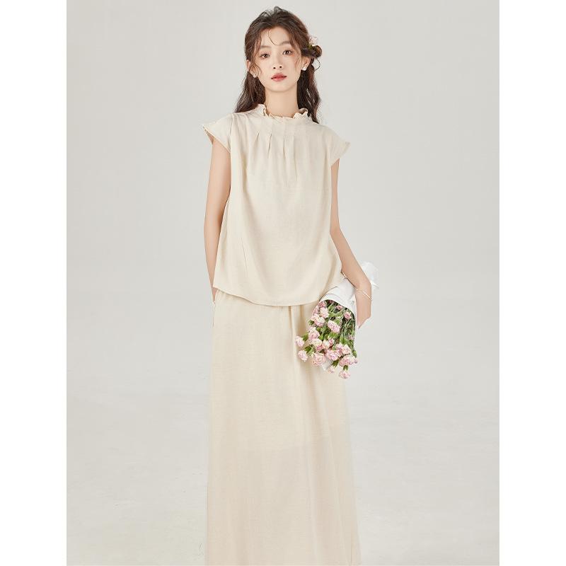 Летний темперамент, холодный и расслабленный, хлопково-льняная рубашка с коротким рукавом, комплект из двух предметов: топ + юбка L
Летний темперамент, холодный и расслабленный, хлопково-льняная рубашка с коротким рукавом, комплект из двух предметов: топ + юбка L