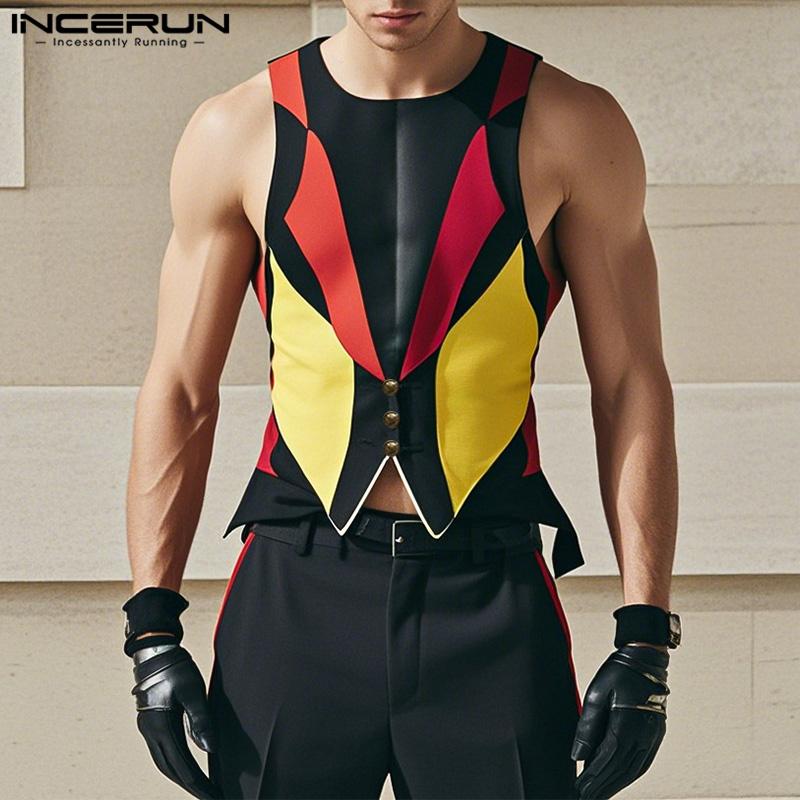 INCERUN Summer Men Sleeveless Color Block Print Casual Splits Tank Tops XL фиолетовый
INCERUN Summer Men Sleeveless Color Block Print Casual Splits Tank Tops XL фиолетовый