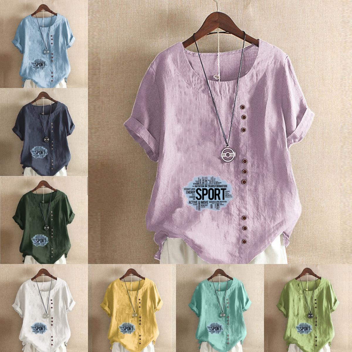 Women s Fashion Letter Prined Round Neck Short Sleeve T-shirt Casual Cotton Linen Graphic Shirt Leisure Loose Summer Blouse Tops
Women s Fashion Letter Prined Round Neck Short Sleeve T-shirt Casual Cotton Linen Graphic Shirt Leisure Loose Summer Blouse Tops