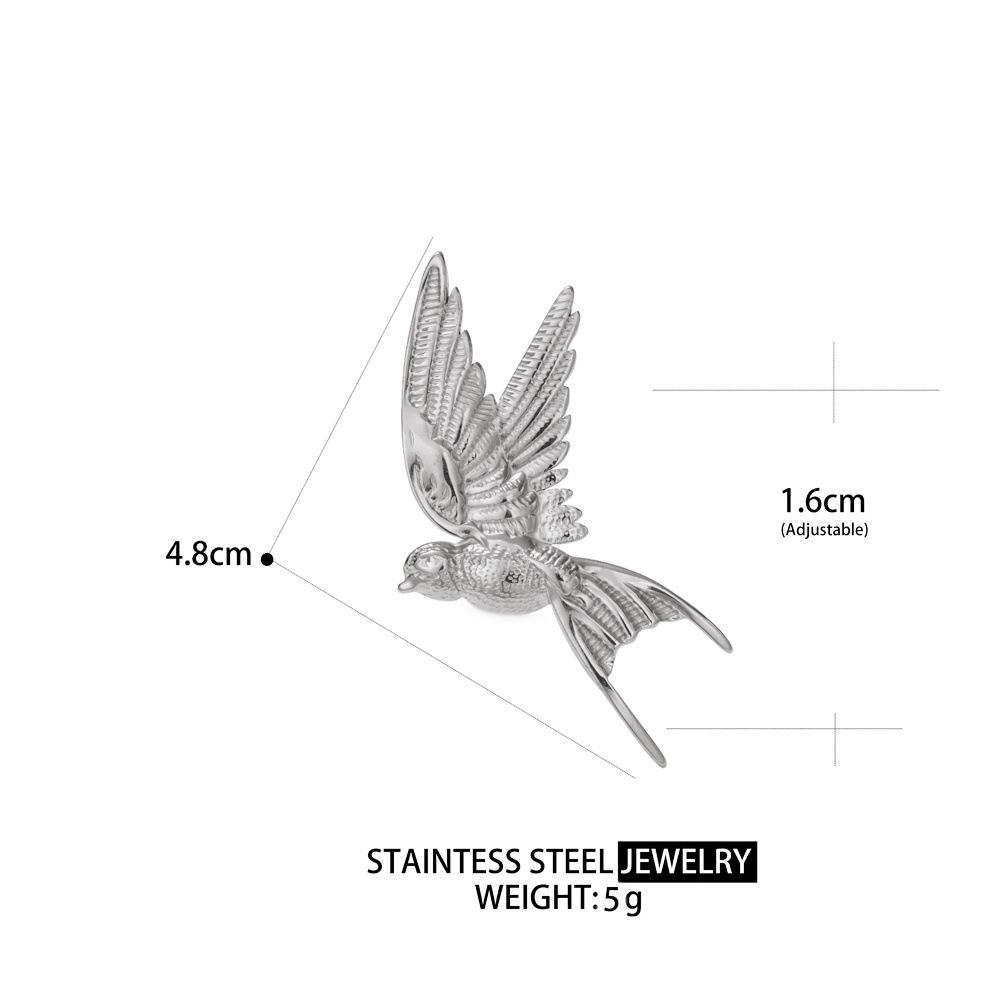 18K Gold-Plated Stainless Steel Ring with Soaring Swallow and Hollow Wings - Ins Style, Color-Preserving срібний
18K Gold-Plated Stainless Steel Ring with Soaring Swallow and Hollow Wings - Ins Style, Color-Preserving срібний