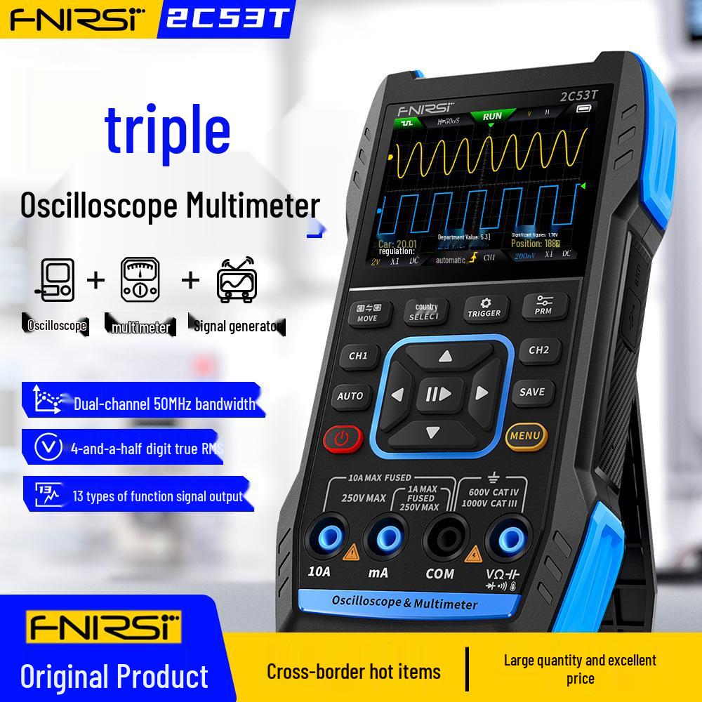 FNIRSI 2C53T 50MHz Dual-Channel Oscilloscope, 4.5-Digit Multimeter & Signal Generator Combo FNIRSI 2C53T Standard (English/Chinese)
FNIRSI 2C53T 50MHz Dual-Channel Oscilloscope, 4.5-Digit Multimeter & Signal Generator Combo FNIRSI 2C53T Standard (English/Chinese)