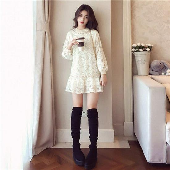 Korean Style Round Neck Beaded Ruffle Lace Velvet A-line Dress - 2025 Autumn/Winter Collection L (50-55 kg)
Korean Style Round Neck Beaded Ruffle Lace Velvet A-line Dress - 2025 Autumn/Winter Collection L (50-55 kg)