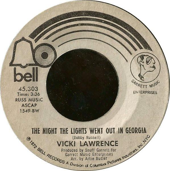 7inch Record VICKI LAWRENCE - The Night The Lights Went Out In Ge 45,303 Bell Records 1973 US Soul/Funk Used
7inch Record VICKI LAWRENCE - The Night The Lights Went Out In Ge 45,303 Bell Records 1973 US Soul/Funk Used