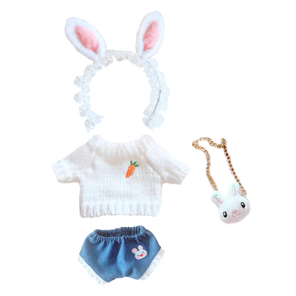 niannyyhouse 20cm Doll Clothes - Cotton Doll Clothes - Headband + Sweater + Shorts + Packet - 4-Piece Set - Bunny Ear Headband, Carrot Sweater, Denim
niannyyhouse 20cm Doll Clothes - Cotton Doll Clothes - Headband + Sweater + Shorts + Packet - 4-Piece Set - Bunny Ear Headband, Carrot Sweater, Denim
