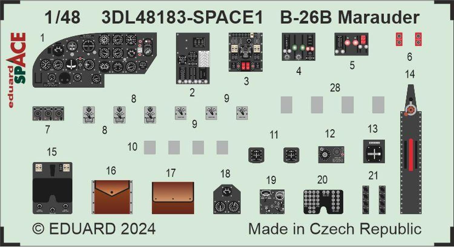 Eduard 1/48 Space Martin B-26B Marauder Interior 3D Decal and Etching Parts Set (for ICM) Plastic Model Decals EDU3DL48183
Eduard 1/48 Space Martin B-26B Marauder Interior 3D Decal and Etching Parts Set (for ICM) Plastic Model Decals EDU3DL48183