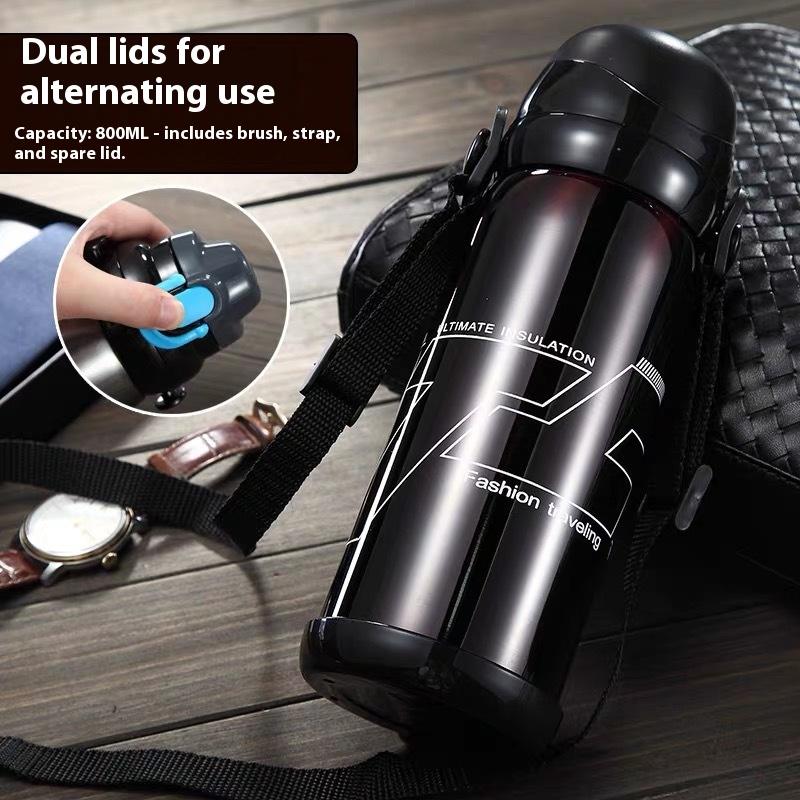 Outdoor Large-capacity Double-cap Insulated Water Bottle Portable Vacuum Travel Steel Water Bottle Car Household Sports Cup 27oz
Outdoor Large-capacity Double-cap Insulated Water Bottle Portable Vacuum Travel Steel Water Bottle Car Household Sports Cup 27oz