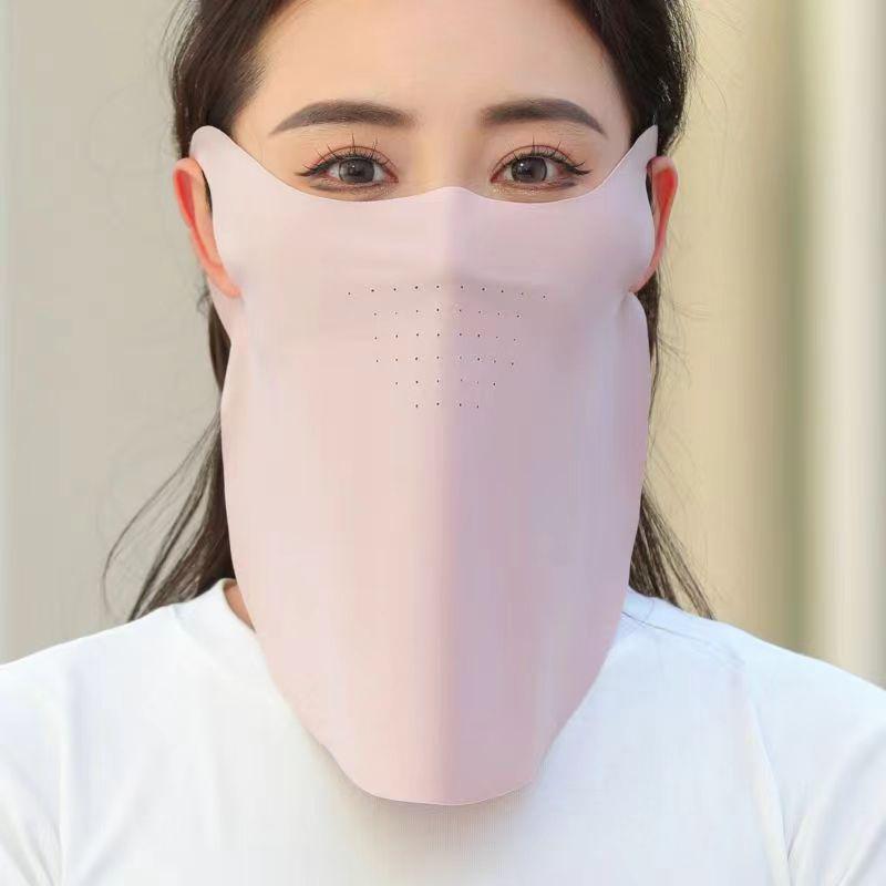 1 шт., защитная маска для лица от ультрафиолета, солнцезащитная велосипедная маска, летняя дышащая солнцезащитная маска для лица с ледяным шелком и защитой от солнца розовый