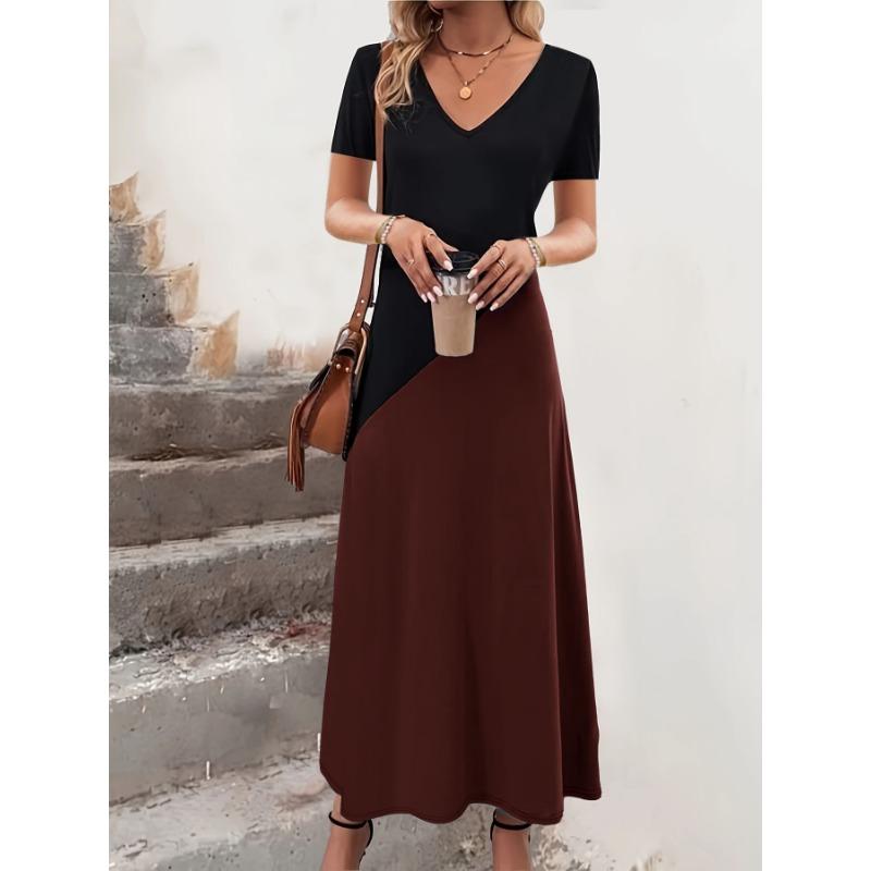 Women s Fashion Summer Spring Colour Block Print Short Sleeve V-Neck High Waist Casual Dresses L
Women s Fashion Summer Spring Colour Block Print Short Sleeve V-Neck High Waist Casual Dresses L