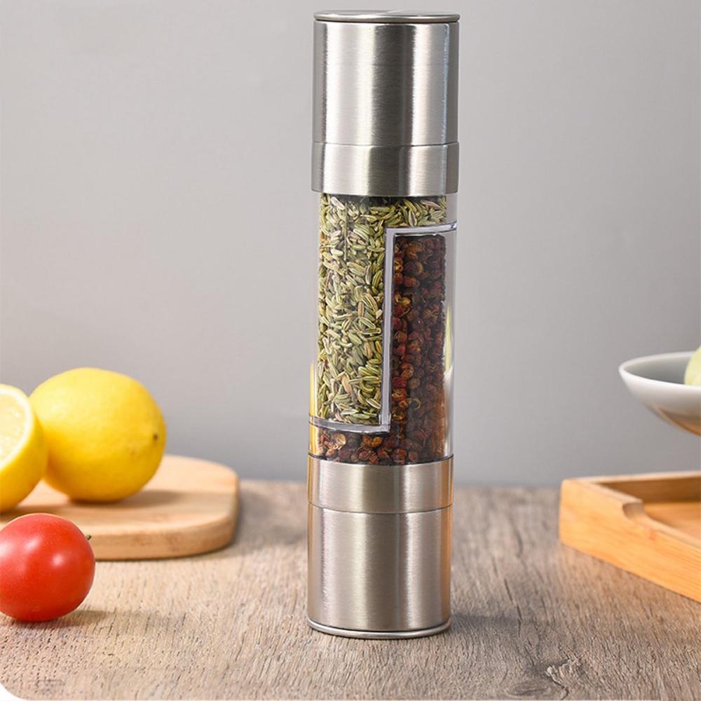 Stainless Steel 2 in 1 Manual Kitchen Tool Salt and Pepper Mill Spice Grinder Sea Salt Jar
Stainless Steel 2 in 1 Manual Kitchen Tool Salt and Pepper Mill Spice Grinder Sea Salt Jar
