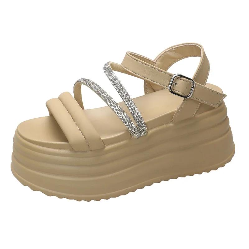 Buckle Strap Chunky Sandals Women Summer High Platform Wedges Slippers Woman New Bling Decoration Thick Bottom Slides 8CM Pumps 39
Buckle Strap Chunky Sandals Women Summer High Platform Wedges Slippers Woman New Bling Decoration Thick Bottom Slides 8CM Pumps 39