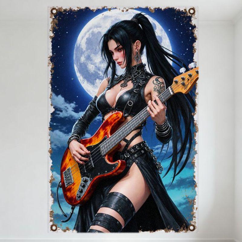 Gothic Woman Playing Electric Bass Guitar Metal Tin Sign - Edgy Tattoos, Spikes Choker, Starry Moonlit Background Artwork for Ba 20x30cm(7.8x11.8inch)
Gothic Woman Playing Electric Bass Guitar Metal Tin Sign - Edgy Tattoos, Spikes Choker, Starry Moonlit Background Artwork for Ba 20x30cm(7.8x11.8inch)