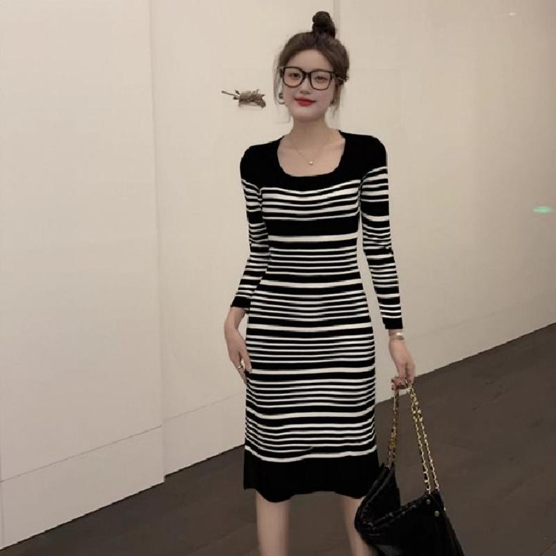 Осенне-зимнее повседневное платье с длинным рукавом в полоску, трикотажное, приталенное, миди, платье-футболка One size чёрный
Осенне-зимнее повседневное платье с длинным рукавом в полоску, трикотажное, приталенное, миди, платье-футболка One size чёрный