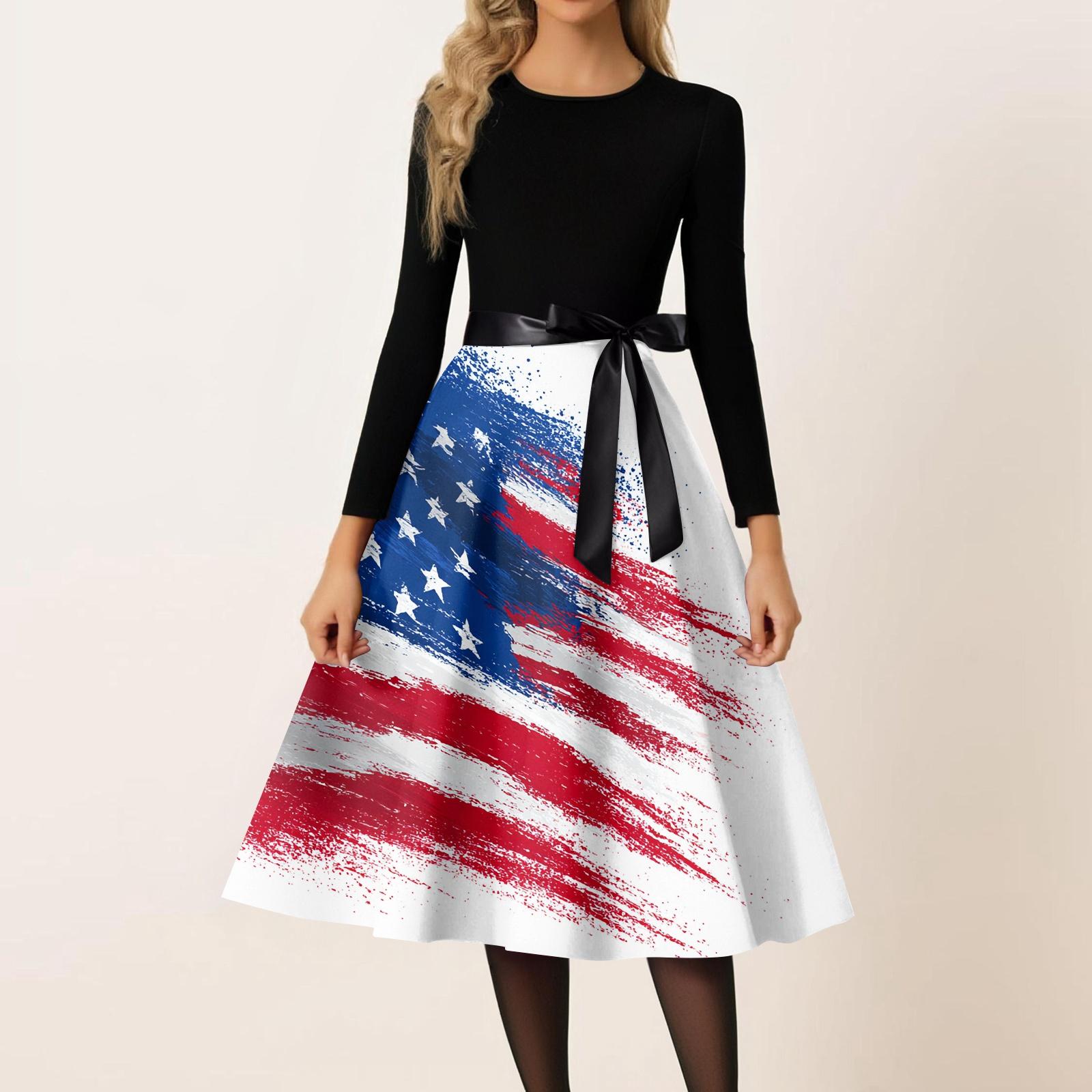 Women s Casual Fashion Round Neck Independence Day Print Retro Dress XL білий
Women s Casual Fashion Round Neck Independence Day Print Retro Dress XL білий