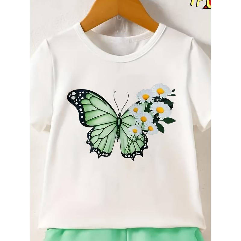 European Size Girls Round Neck Short Sleeved T Shirt with Green Butterfly Pattern 98cm белый
European Size Girls Round Neck Short Sleeved T Shirt with Green Butterfly Pattern 98cm белый
