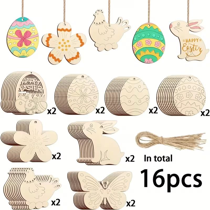 Wooden Easter Ornaments to Paint, 8 Styles DIY Blank Unfinished Wood Cutouts Ornament, Egg Rabbit Bunny Flower Hen Happy Easter
Wooden Easter Ornaments to Paint, 8 Styles DIY Blank Unfinished Wood Cutouts Ornament, Egg Rabbit Bunny Flower Hen Happy Easter