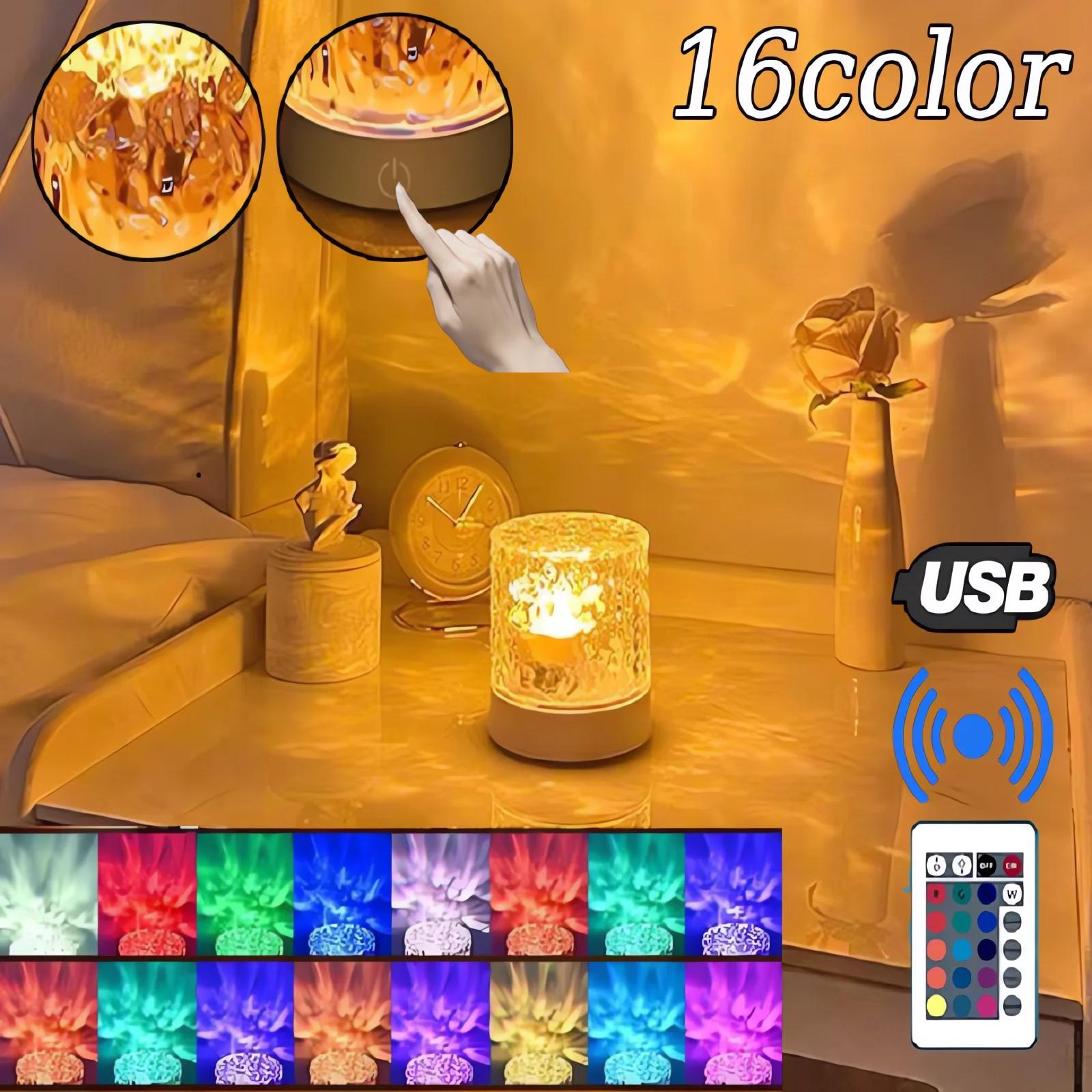 LED Dynamic Rotating Water Ripple Projector Night Light 16 Colors USB Flame Crystal Lamp RGB Lamp for Living Room Bedside Light
LED Dynamic Rotating Water Ripple Projector Night Light 16 Colors USB Flame Crystal Lamp RGB Lamp for Living Room Bedside Light