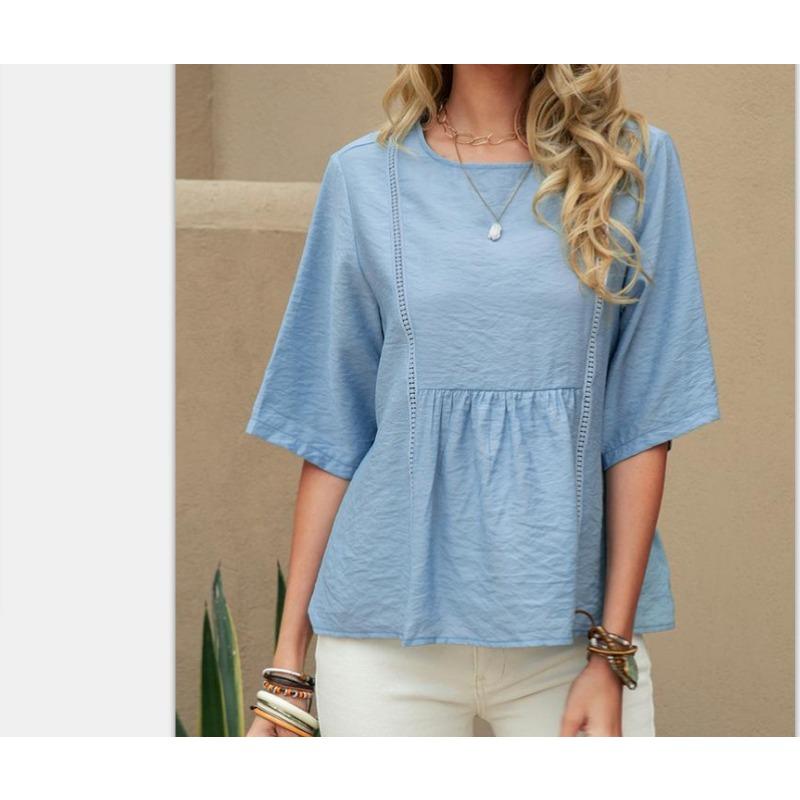 DAFIFY Женские модные повседневные летние весенние однотонные блузки и рубашки с круглым вырезом и рукавами 1/2 с принтом XXL светло-синий
DAFIFY Женские модные повседневные летние весенние однотонные блузки и рубашки с круглым вырезом и рукавами 1/2 с принтом XXL светло-синий