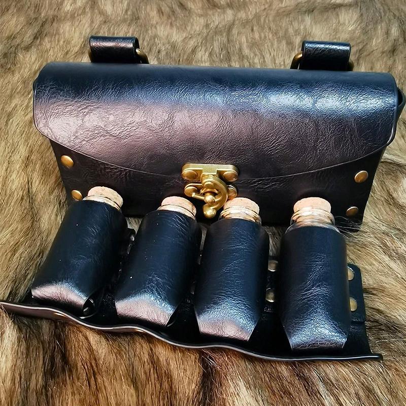 Фантазійна поясна сумка з ПУ шкіри з чотирма корковими пляшечками для зілля – Середньовічний алхімік, аксесуар для костюма мага
Фантазійна поясна сумка з ПУ шкіри з чотирма корковими пляшечками для зілля – Середньовічний алхімік, аксесуар для костюма мага