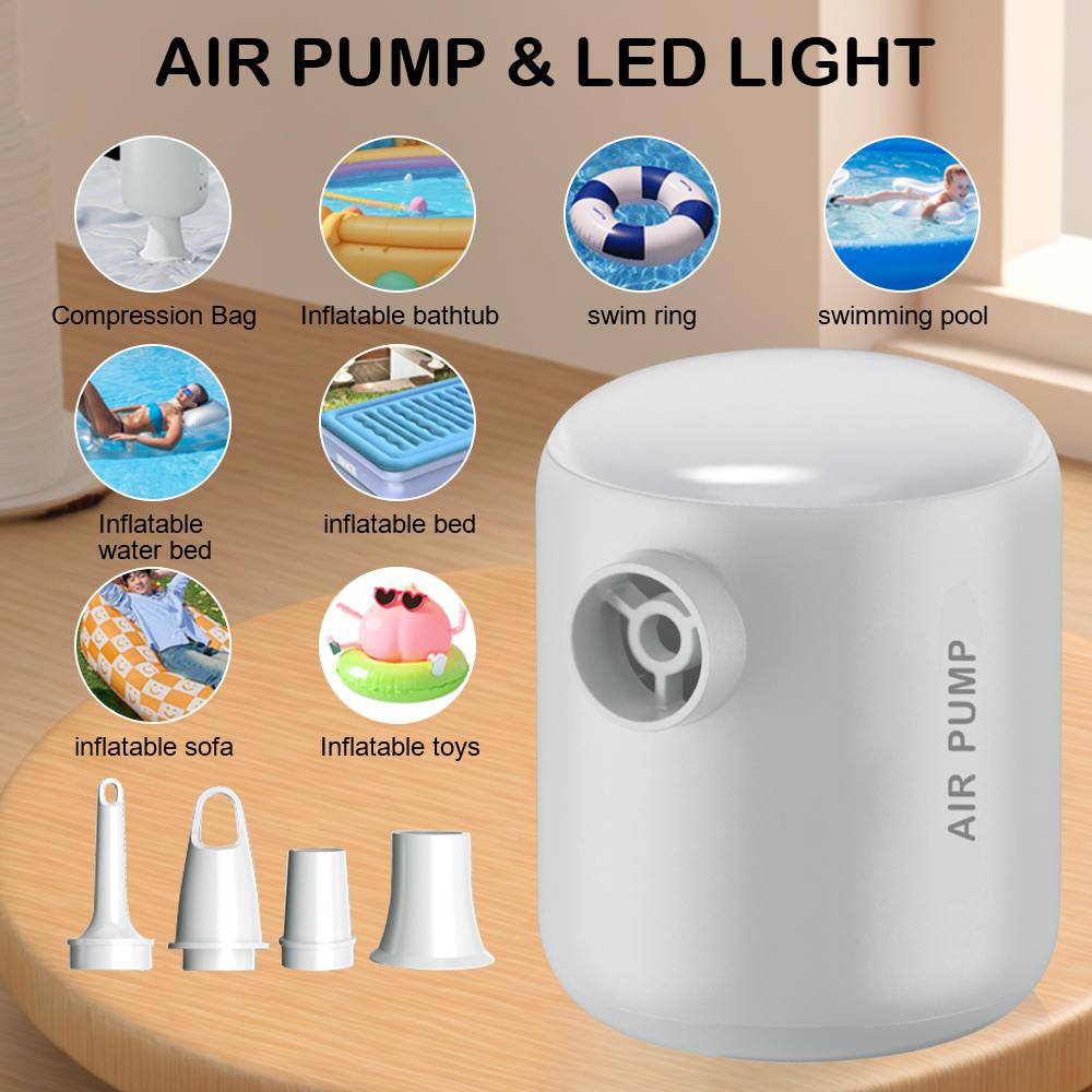 Mini air compressor with LED light cordless 4Kpa 4-outlet nozzle quick inflation and deflation portable outdoor camping air pump CF20
Mini air compressor with LED light cordless 4Kpa 4-outlet nozzle quick inflation and deflation portable outdoor camping air pump CF20