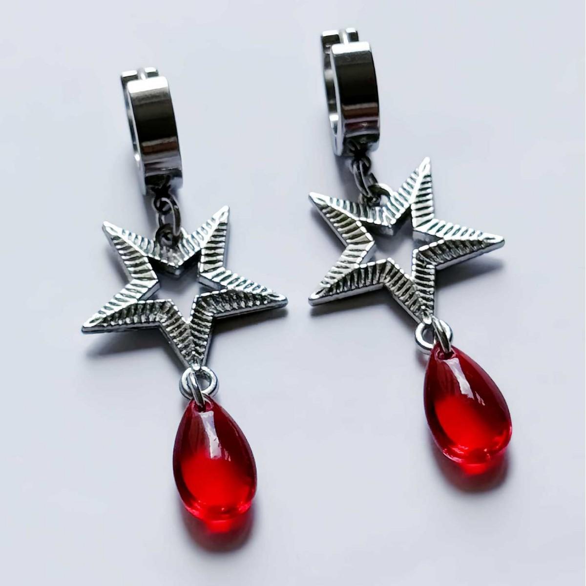 Mysterious Gothic Sliver Color Hollowed-out Five-pointed Star Red Teardrop Glass Crystal Pendant Hoop Earrings for Women Jewelry красный
Mysterious Gothic Sliver Color Hollowed-out Five-pointed Star Red Teardrop Glass Crystal Pendant Hoop Earrings for Women Jewelry красный